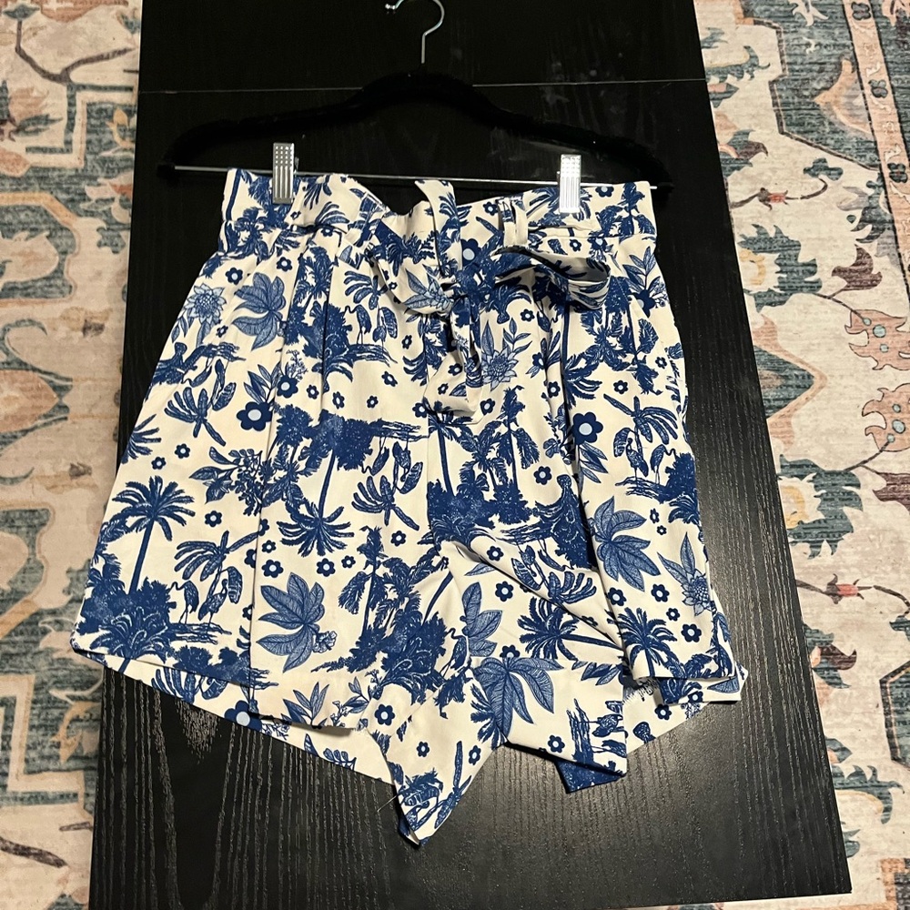 Blue & White Patterned Shorts